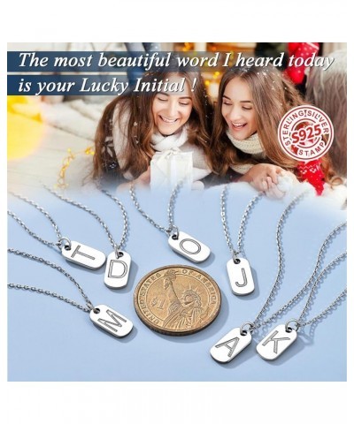 Solid Silver Initial Necklace with S925 Stamp, 26 Alphabets Tiny Dog Tag for Women/Men, Send Gift Box Q $8.09 Necklaces