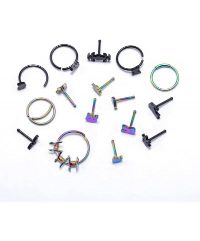 Stainless Steel Nose Rings Studs Piercing Jewelry Colorful Set Septum 20G For Women And Men Jewelry. BT15034 $11.59 Body Jewelry