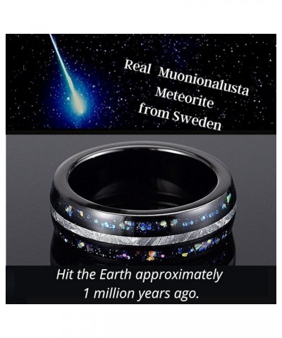 3-Pc Matching Rings for Couples - Luxurious Wedding Rings Sets for Him and Her - Promise Rings Set with Real Meteorite & Blue...