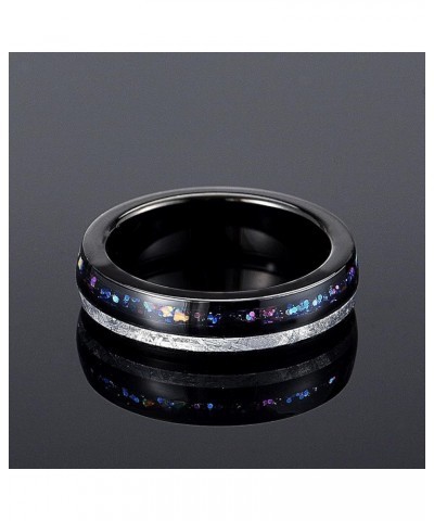 3-Pc Matching Rings for Couples - Luxurious Wedding Rings Sets for Him and Her - Promise Rings Set with Real Meteorite & Blue...