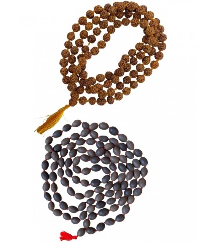 (Pack of 2 Rudraksha Mala 108+1 Beads & Original Kamal Gatta Mala (Lotus Seeds) Natural Himalaya 5 face Panch Mukhi Rudraksha...