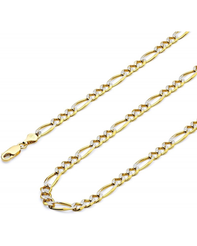 14K Solid Gold Light Figaro Chains (Select Options) 22 Inches White And Yellow Gold $253.75 Necklaces