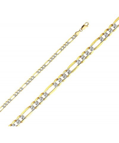 14K Solid Gold Light Figaro Chains (Select Options) 22 Inches White And Yellow Gold $253.75 Necklaces