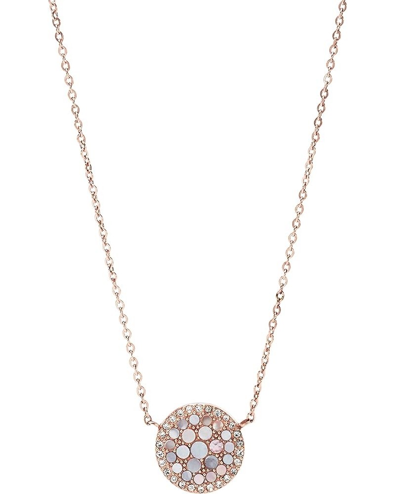 Women's Rose Gold-Tone Stainless Steel Pendant Chain Necklace for Women Rose Gold Mosaic Disc $18.08 Necklaces