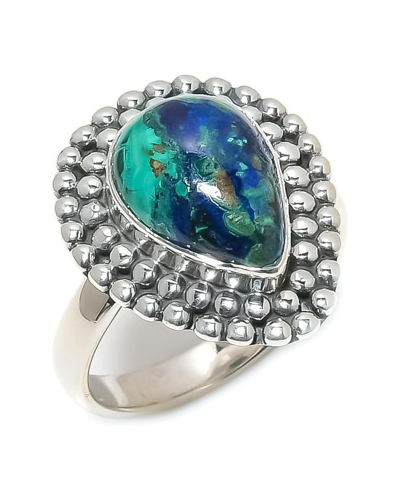 925 Sterling Silver Ring, Pear Shape Handmade Gemstone, Adjustable azurite malachite $13.00 Rings