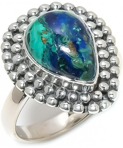 925 Sterling Silver Ring, Pear Shape Handmade Gemstone, Adjustable azurite malachite $13.00 Rings