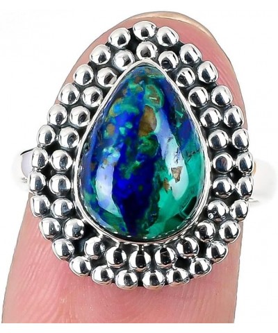 925 Sterling Silver Ring, Pear Shape Handmade Gemstone, Adjustable azurite malachite $13.00 Rings