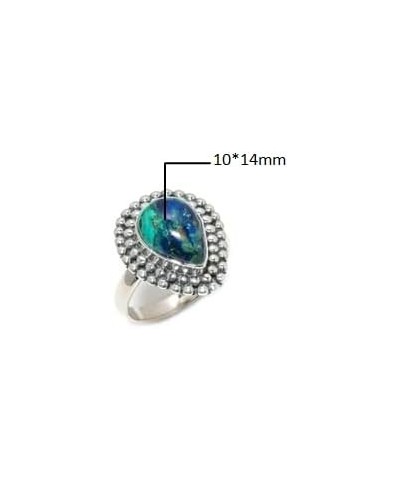 925 Sterling Silver Ring, Pear Shape Handmade Gemstone, Adjustable azurite malachite $13.00 Rings