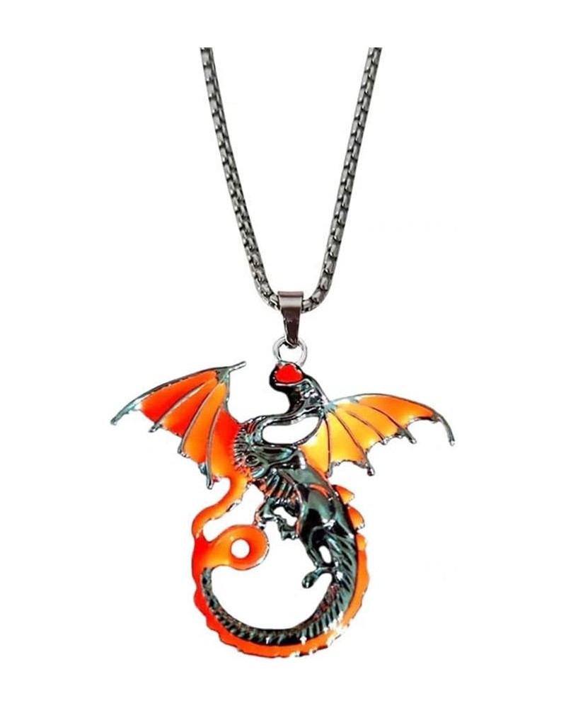 Luminous Dragon Necklace Retro Glowing Animal Flying Dragon Pendant Necklace for Women Men Simple Halloween Jewelry Orange $9...