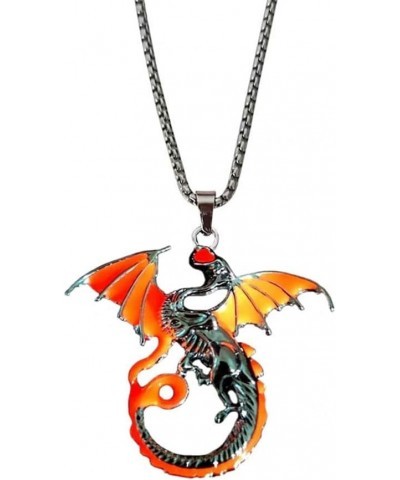 Luminous Dragon Necklace Retro Glowing Animal Flying Dragon Pendant Necklace for Women Men Simple Halloween Jewelry Orange $9...