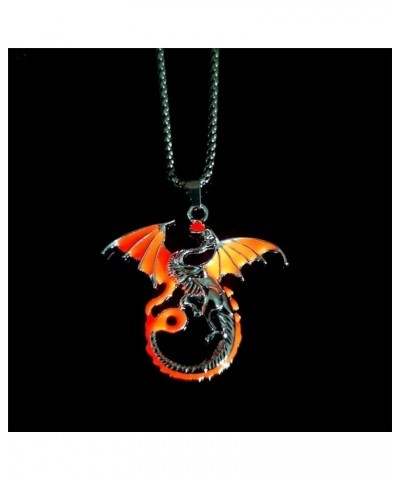 Luminous Dragon Necklace Retro Glowing Animal Flying Dragon Pendant Necklace for Women Men Simple Halloween Jewelry Orange $9...