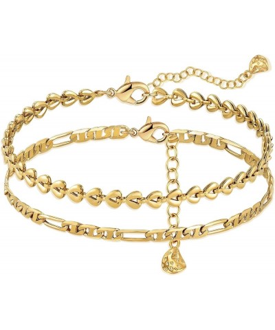 Ankle Bracelets for Women 18K Gold Plated Dainty Layered Paperclip/Cuban/Figaro/Snake/Bead Chain Adjustable Anklets Summer Je...