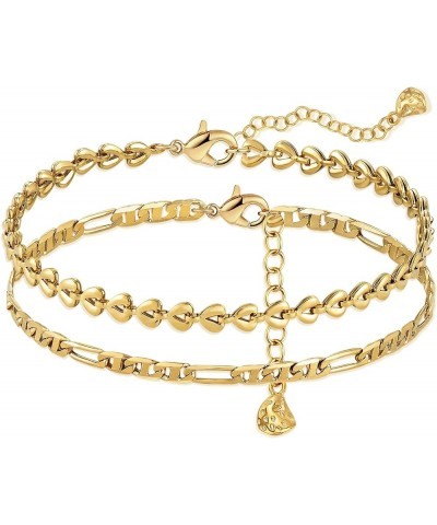 Ankle Bracelets for Women 18K Gold Plated Dainty Layered Paperclip/Cuban/Figaro/Snake/Bead Chain Adjustable Anklets Summer Je...