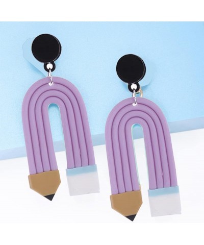 Teacher Earrings for Women Book Earrings Cute Crayon Earrings Acrylic Pencil Earrings Bookcase Drop Earrings Dainty Teacher A...