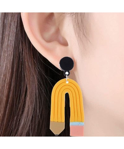 Teacher Earrings for Women Book Earrings Cute Crayon Earrings Acrylic Pencil Earrings Bookcase Drop Earrings Dainty Teacher A...