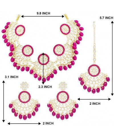 Indian Ethnic Wedding Wear Necklace Set Rani Pink $15.36 Jewelry Sets