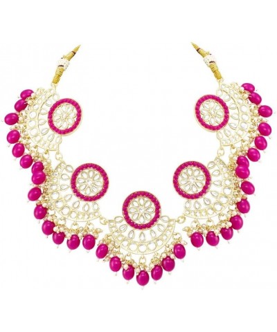 Indian Ethnic Wedding Wear Necklace Set Rani Pink $15.36 Jewelry Sets