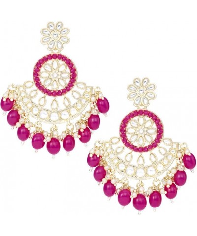 Indian Ethnic Wedding Wear Necklace Set Rani Pink $15.36 Jewelry Sets