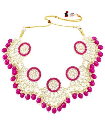 Indian Ethnic Wedding Wear Necklace Set Rani Pink $15.36 Jewelry Sets