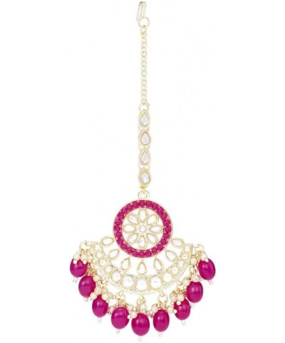 Indian Ethnic Wedding Wear Necklace Set Rani Pink $15.36 Jewelry Sets