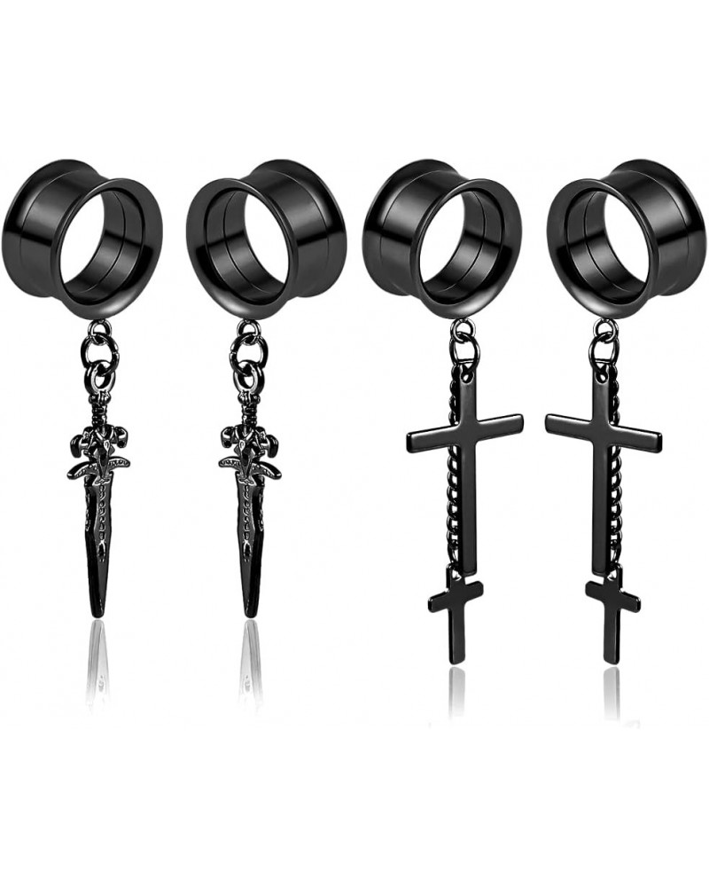 2 Pair Ear Gauges Cool Design Hypoallergenic 316 Stainless Steel Dangle Ear Plugs Tunnels Stretcher Piercing Body Jewelry 22m...