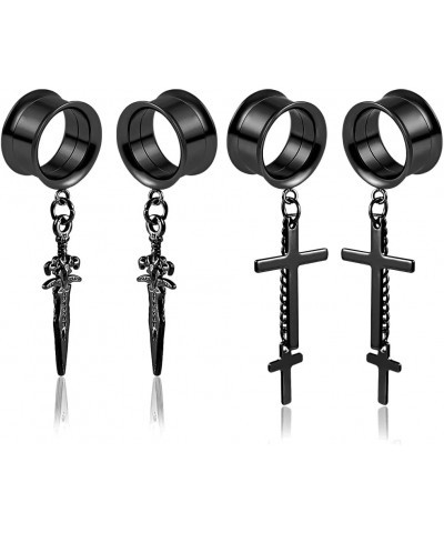 2 Pair Ear Gauges Cool Design Hypoallergenic 316 Stainless Steel Dangle Ear Plugs Tunnels Stretcher Piercing Body Jewelry 22m...