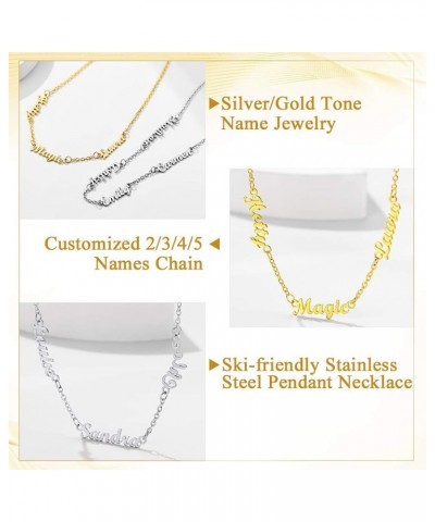 Personalized 1-5 Multiple Name Necklace,Custom Nameplate Dainty Chain 18"+2" Gold Plated Stainless Steel/925 Sterling Silver,...