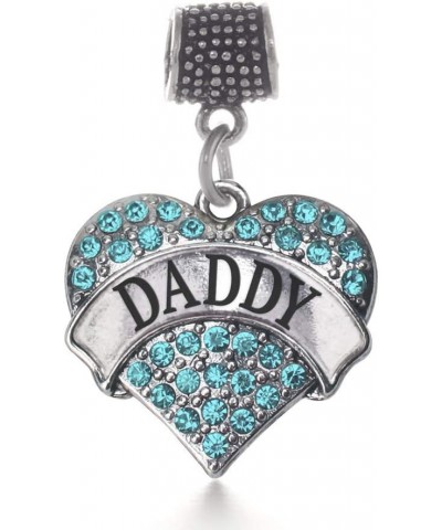 Silver Pave Heart Charm for Bracelet with Cubic Zirconia Jewelry Daddy Aqua $10.99 Bracelets