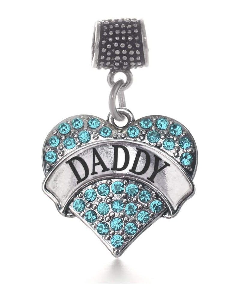 Silver Pave Heart Charm for Bracelet with Cubic Zirconia Jewelry Daddy Aqua $10.99 Bracelets