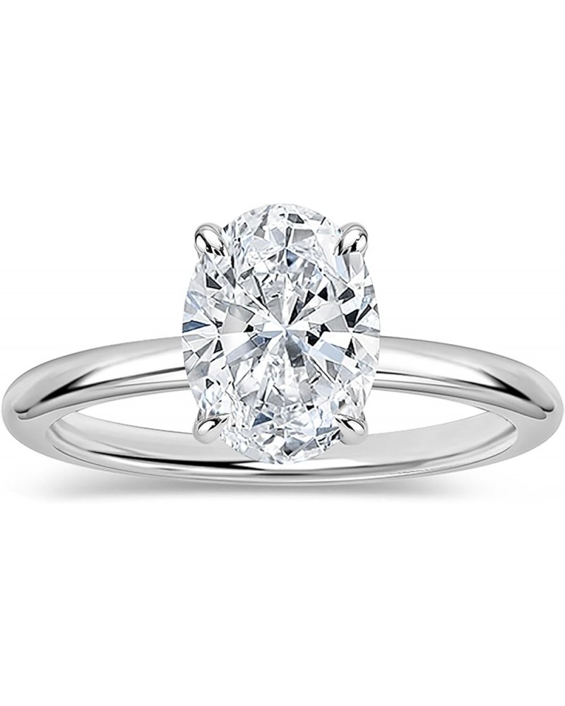 Oval Lab Grown White Diamond Classic Single Stone Engagement Ring for Women in 925 Sterling Silver 7.5 1.50 Carat $83.11 Rings