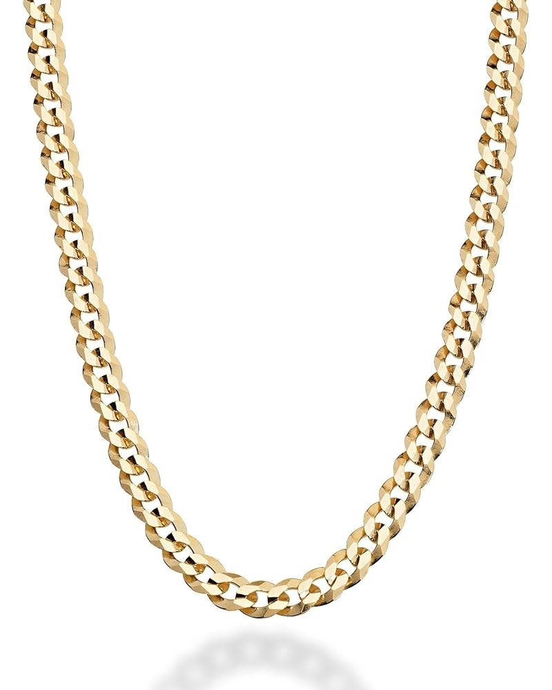 Solid 18K Gold Over 925 Sterling Silver Italian 5mm Diamond-Cut Cuban Link Curb Chain Necklace for Women Men, Made in Italy L...