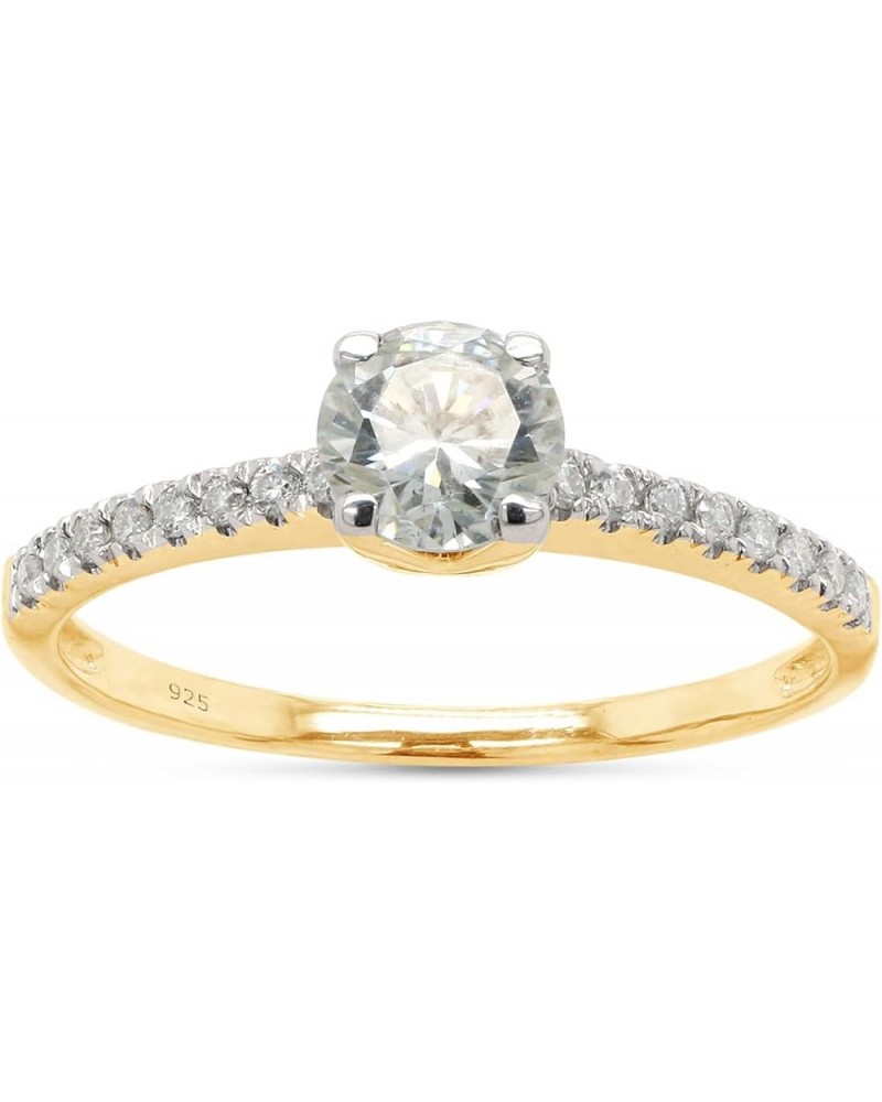 1/2 ct. t.w Round Cut Lab Created Moissanite Diamond Solitaire Engagement Ring for Women In 14K Gold Over Sterling Silver (G-...