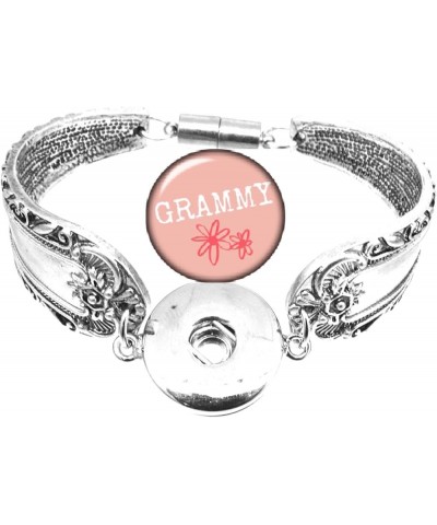 Snap Bracelet Antique Silver Color Magnetic Clasp Spoon Flower Carved Bracelet Fits Snap Buttons Grammy $9.00 Bracelets