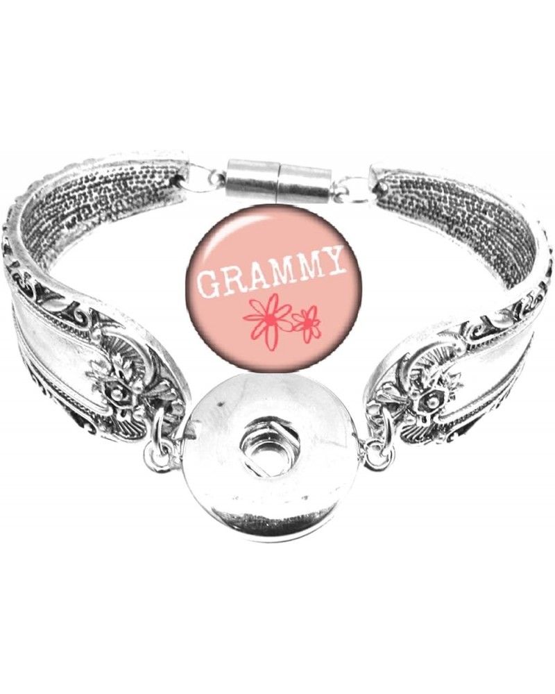 Snap Bracelet Antique Silver Color Magnetic Clasp Spoon Flower Carved Bracelet Fits Snap Buttons Grammy $9.00 Bracelets