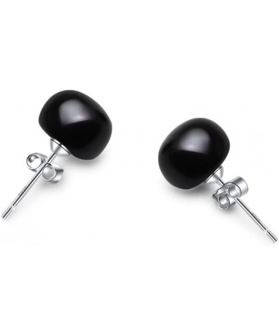 Cultured Freshwater White Grey Black Pearl Earrings for Women Girls with 925 Sterling Silver Stud Earring Hypoallergenic 7/8/...