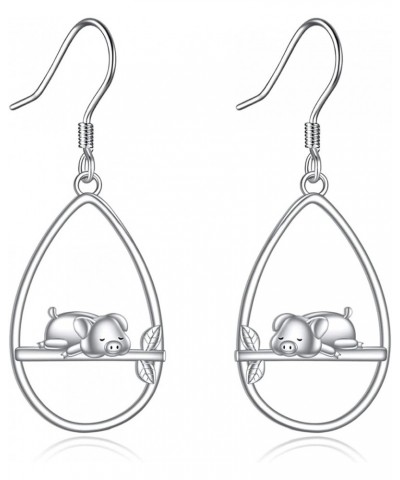 Animal Earrings Sterling Silver Cute Animal Dangle Drop Earrings Jewelry Gifts for Women Girls Pig $17.59 Earrings