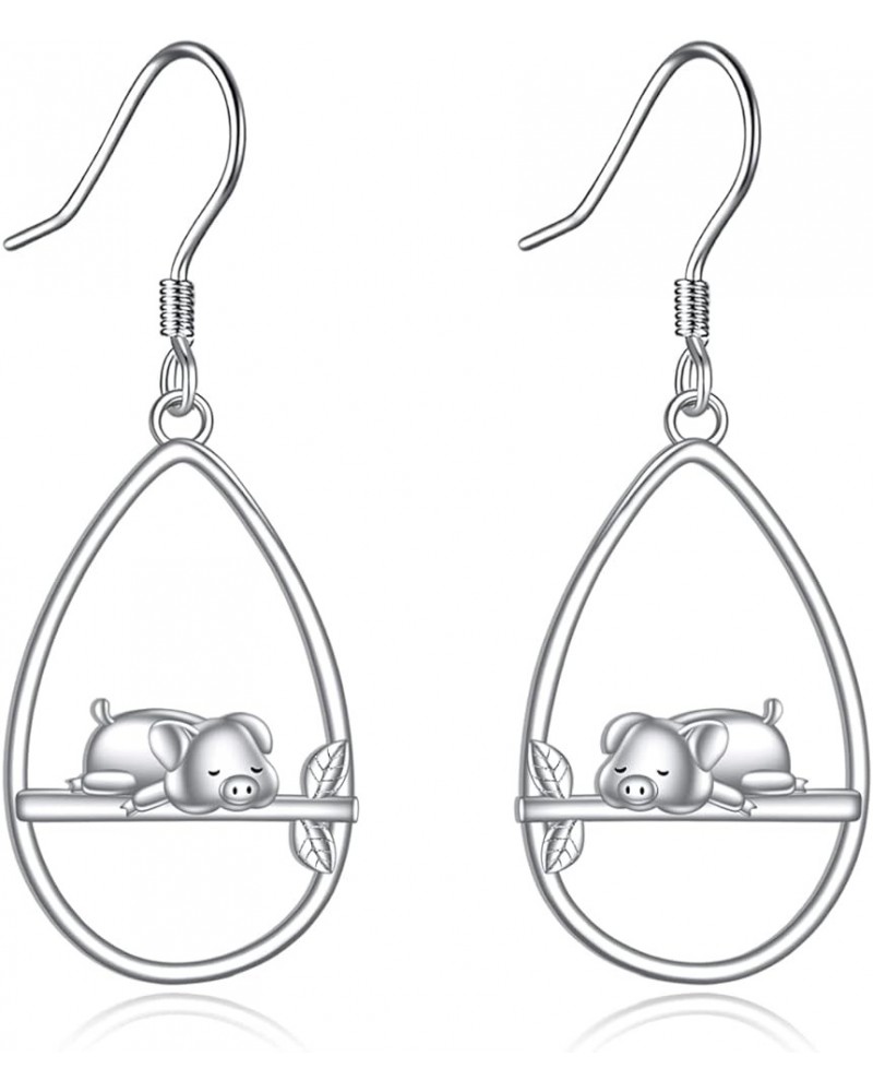 Animal Earrings Sterling Silver Cute Animal Dangle Drop Earrings Jewelry Gifts for Women Girls Pig $17.59 Earrings