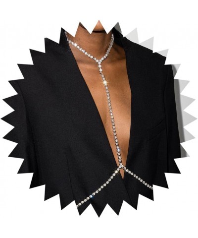 Sexy Body Chains Rhinestone Body Jewelry Shiny Crystal Chest Chain Sparkling Necklace Party for Women and Girls single-S $8.8...