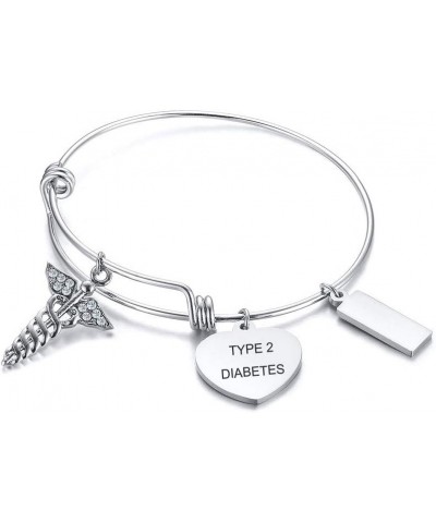 Medical Alert ID Expandable Charm Bracelet for Women Girls TYPE 2 DIABETES $9.00 Bracelets