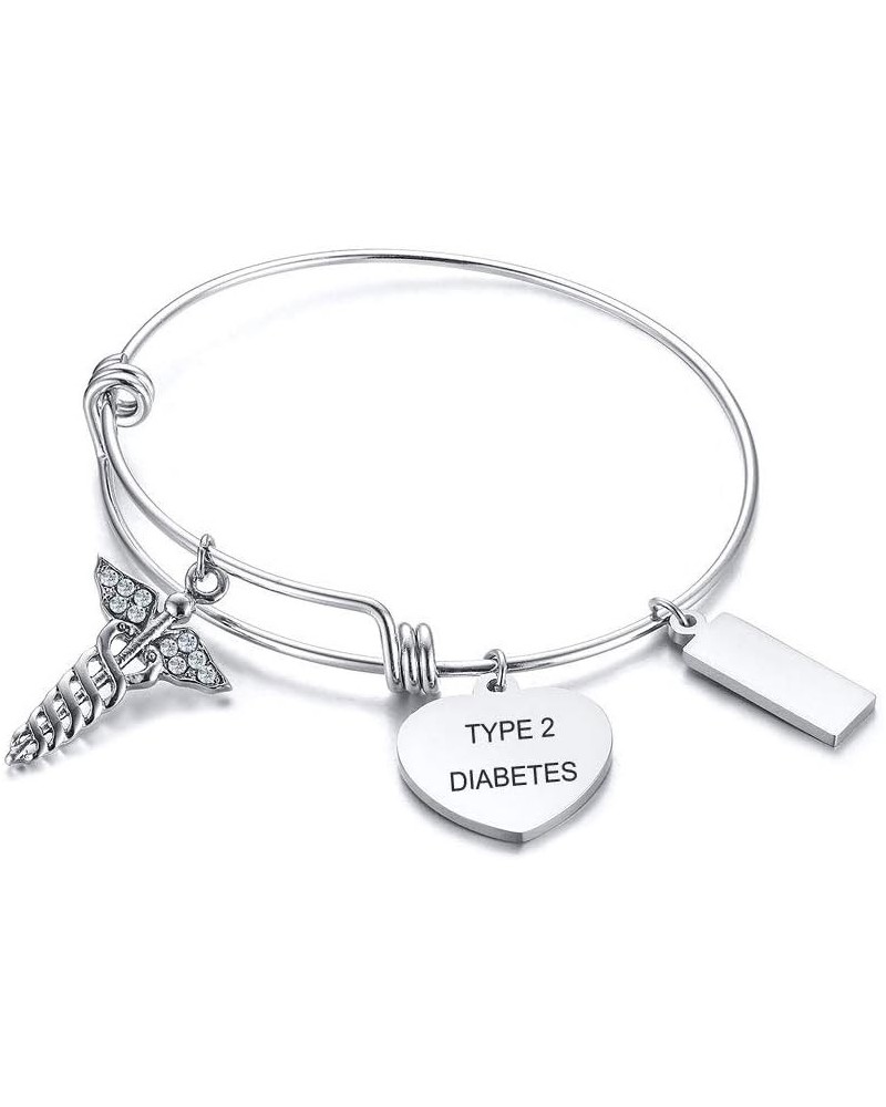 Medical Alert ID Expandable Charm Bracelet for Women Girls TYPE 2 DIABETES $9.00 Bracelets