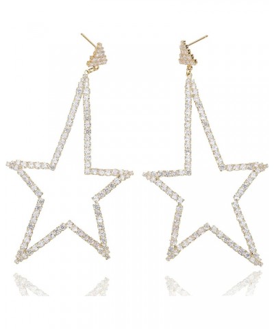 Oversized Star Earrings For Women 18K Gold Plated Cubic Zirconia Drop/Dangle Earrings Made With Sterling Silver Post $13.44 E...