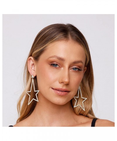 Oversized Star Earrings For Women 18K Gold Plated Cubic Zirconia Drop/Dangle Earrings Made With Sterling Silver Post $13.44 E...