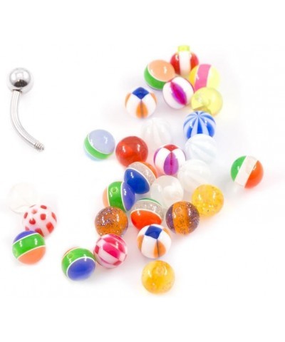 Belly Button Ring Basic Curved Barbell 14g with 20 Randomly Pick Replacement Acrylic Balls 20 Balls Package $8.77 Body Jewelry