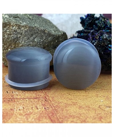 Pair of Grey Cat Eye Single Flare Plugs (STN-744) 2g (6mm) $9.05 Body Jewelry