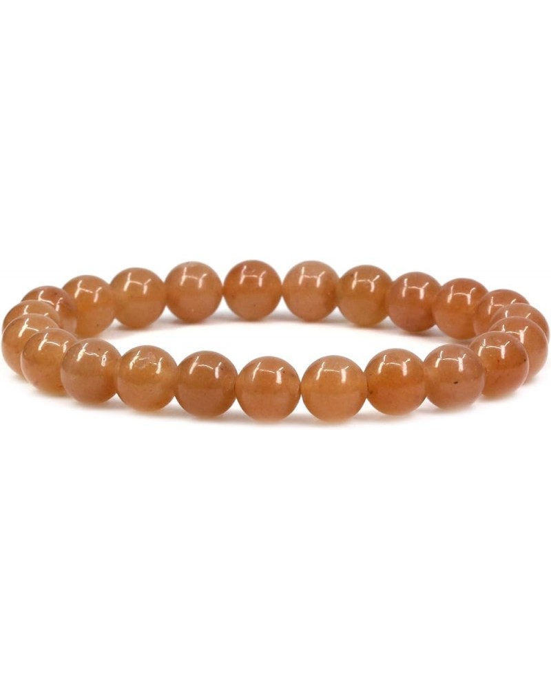 Gem Semi Precious Gemstones 8mm Natural Quartzite Stone Round Beads Crystal Stretch Bracelets 7 Inch Unisex 8mm Orange Aventu...