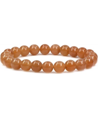 Gem Semi Precious Gemstones 8mm Natural Quartzite Stone Round Beads Crystal Stretch Bracelets 7 Inch Unisex 8mm Orange Aventu...