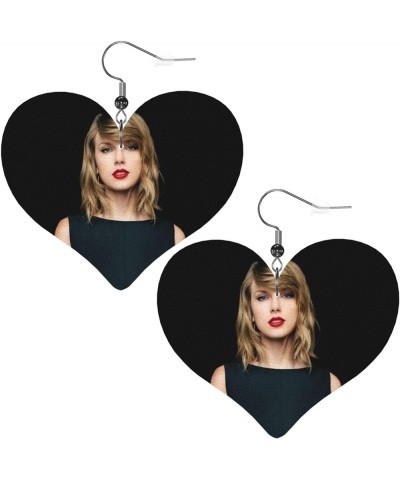 Lightweight Faux Leather Earrings Jewelry, Singer Double-Sided Heart Shaped Earring With 925 Silver Hook Singer 12 $8.69 Earr...