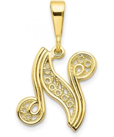 10k Yellow Gold Initial A-Z Alphabet Pendant Fine Jewelry For Women Alphabet: N $43.20 Pendants