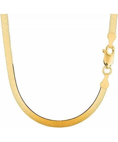 14K SOLID Yellow Gold 3mm or 4mm or 5mm or 6mm Shiny Imperial Herringbone Chain Necklace or Bracelet for Pendants and Charms ...