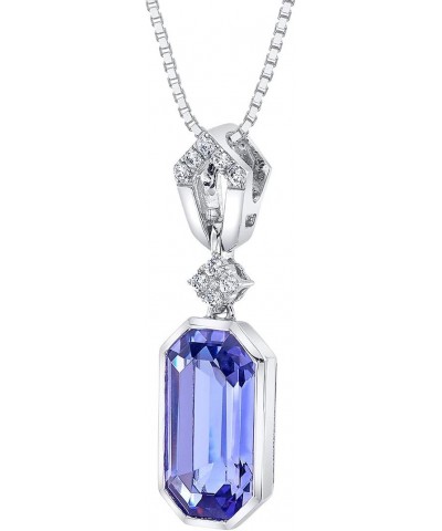 Simulated Tanzanite Pendant Necklace for Women 925 Sterling Silver, Art Deco Dangling Solitaire, 5.50 Carats Octagon Shape 9x...